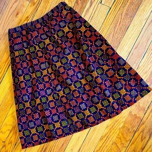 Vintage midi geometric print skirt